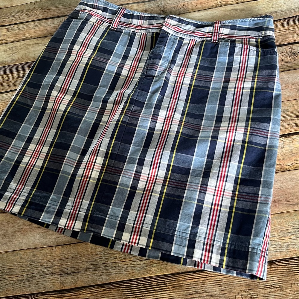 Chaps Red White & Blue Plaid Skirt Size 6